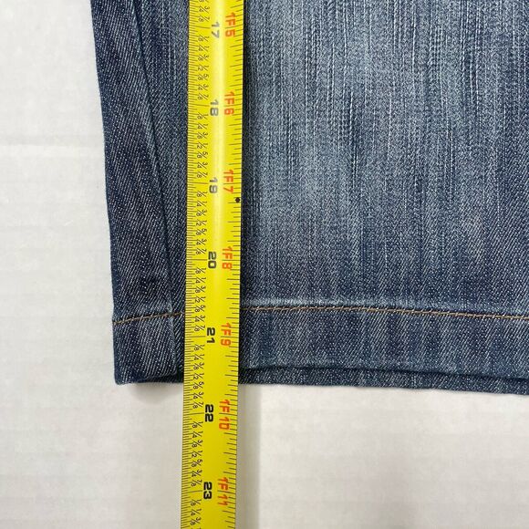 DKNY Denim Mini Skirt Sz 11 Distressed Grunge Y2K Stretch Ruched Pencil 90s - Picture 8 of 8